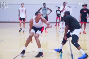 老朋友了！此前的夏天，哈登和猛龙球员们一起训练！